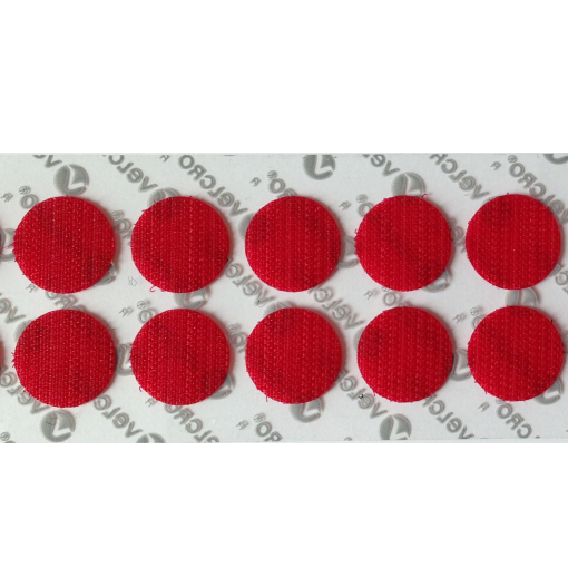 1/4" RED VELCRO® BRAND VELCOIN® HOOK ADHESIVE BACKED